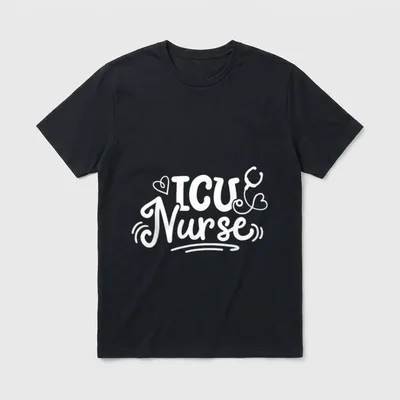 Intensive Care Unit Nurse ICU Lightweight T-Shirt – ICU Nurse with a stethoscope and heart accents – Classic T-Shirt in Black