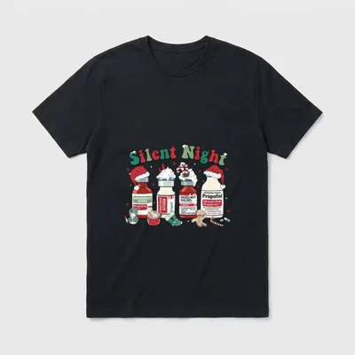 Silent Night ICU Nurse Christmas T-Shirt – Classic T-Shirt in Black