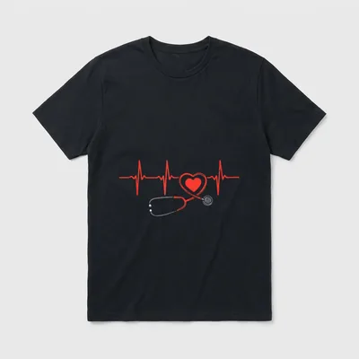 Heartbeat Scrub Valentine Nurse Valentines Day T-Shirt – Classic T-Shirt in Black