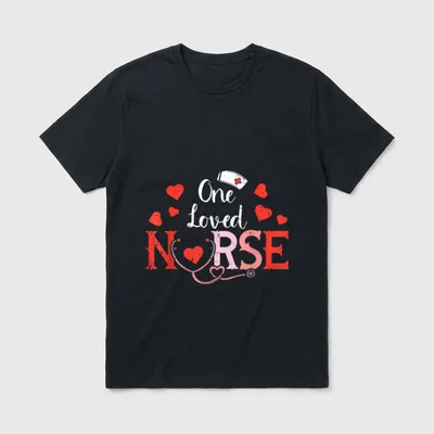 One Loveed Nurse Valentines Day Valentine T-Shirt – Classic T-Shirt in Black