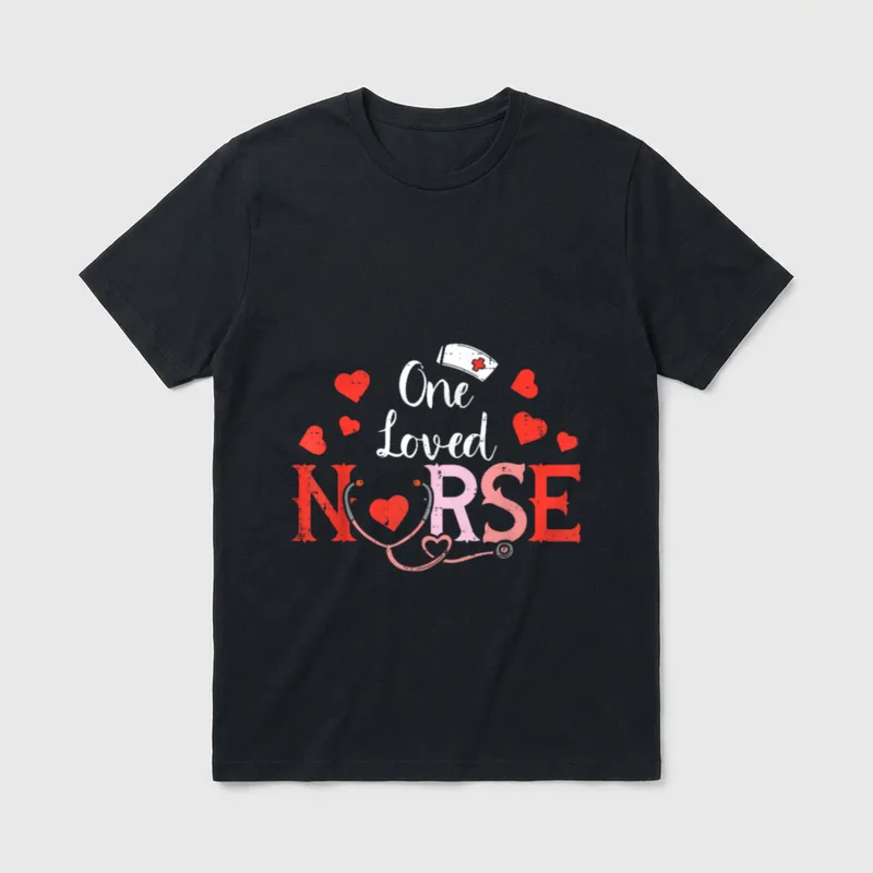 One Loveed Nurse Valentines Day Valentine T-Shirt – Classic T-Shirt in Black