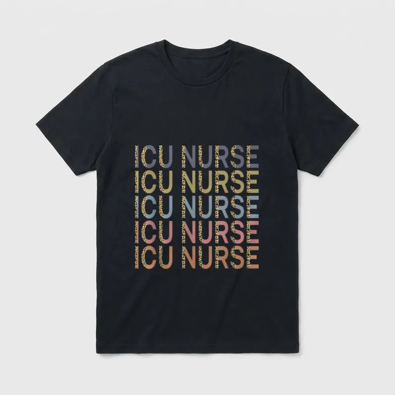 ICU Nurse Intensive Care Unit Leopard T-Shirt – Classic T-Shirt in Black