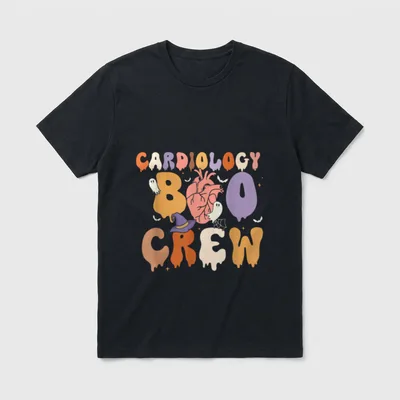 Cardiac ICU Nurse T-Shirt – CARDIOLOGY BOO CREW print with an anatomical heart graphic – Classic T-Shirt in Black