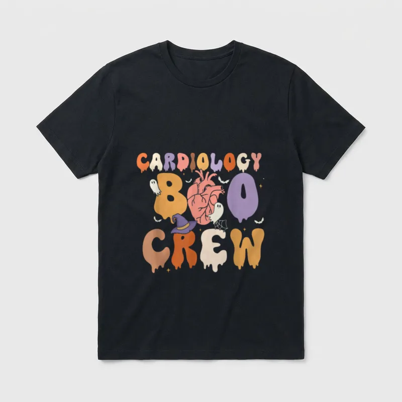 Cardiac ICU Nurse T-Shirt – CARDIOLOGY BOO CREW print with an anatomical heart graphic – Classic T-Shirt in Black