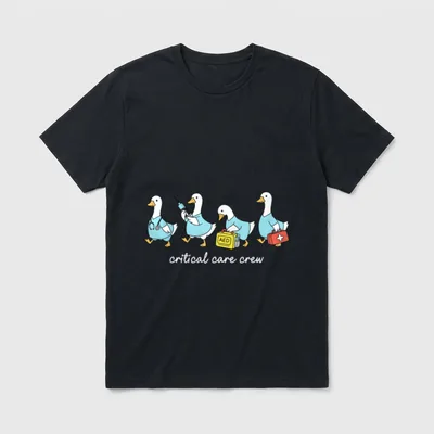 Critical Care Crew Silly Goose ICU T-Shirt – Printed text “critical care crew” and “AED” – Classic T-Shirt in Black