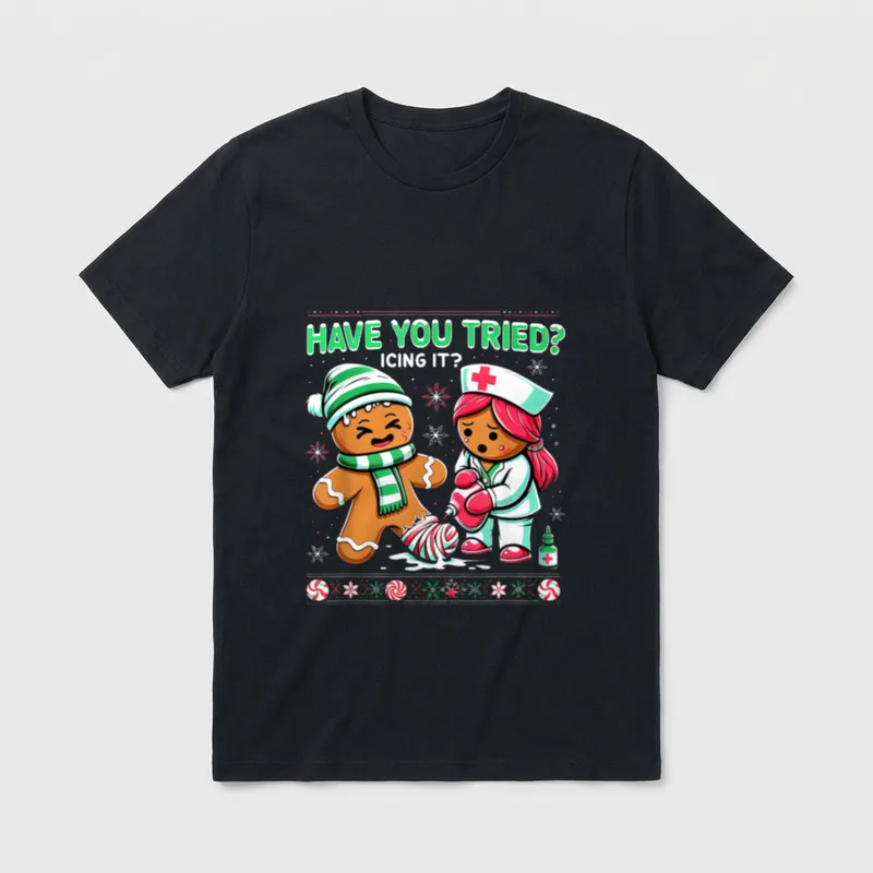 Tried Icing It Gingerbread ICU Nurse T-Shirt – Classic T-Shirt in Black