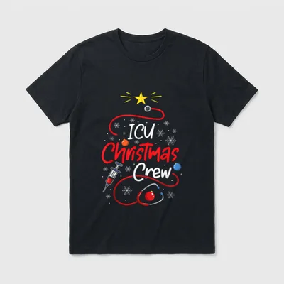 Nurse ICU Christmas Crew Nursing Lights T-Shirt – Classic T-Shirt in Black