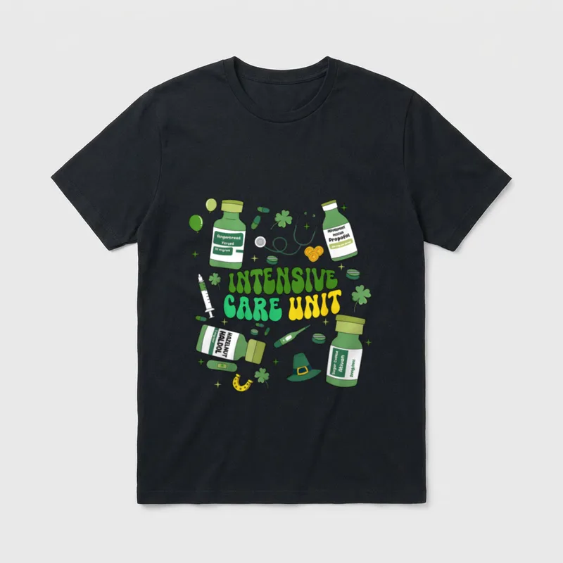 Care Unit St Day ICU Nurse T-Shirt – Classic T-Shirt in Black