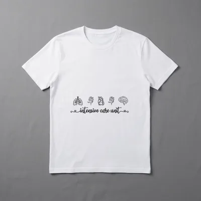 Intensive Care Unit T-Shirt – Lungs, heart, brain, and cursive intensive care unit lettering – Classic T-Shirt in Black