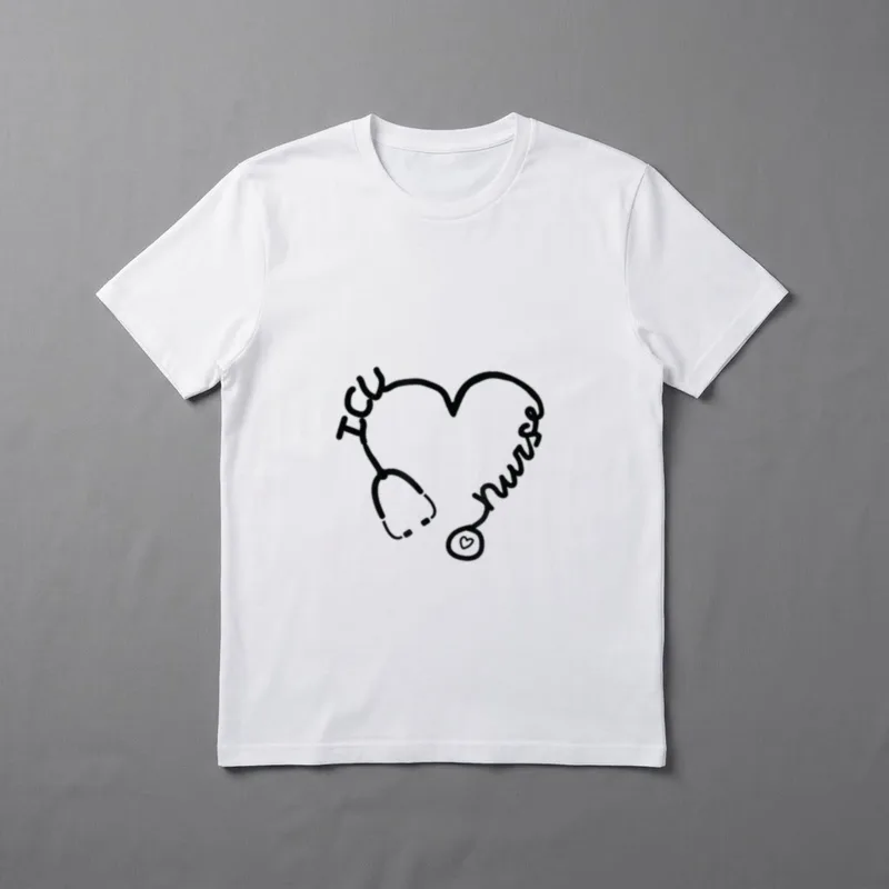 ICU Nurse Stethoscope Heart Nursing T-Shirt – Classic T-Shirt in Black