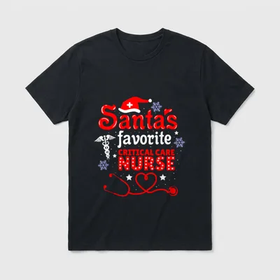 Santas Favorite Critical Care Nurse Christmas T-Shirt – Santa's favorite CRITICAL CARE NURSE – Classic T-Shirt in Black