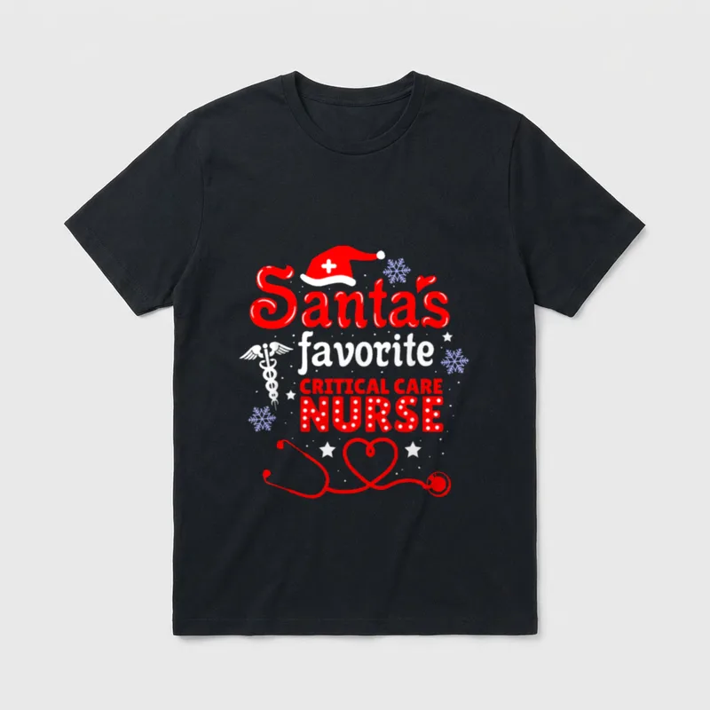 Santas Favorite Critical Care Nurse Christmas T-Shirt – Santa's favorite CRITICAL CARE NURSE – Classic T-Shirt in Black