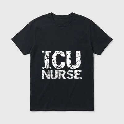 Distressed Intensive Care Unit Nurse T-Shirt – Distressed white ICU NURSE typography – Classic T-Shirt in Black