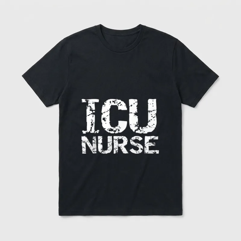 Distressed Intensive Care Unit Nurse T-Shirt – Distressed white ICU NURSE typography – Classic T-Shirt in Black