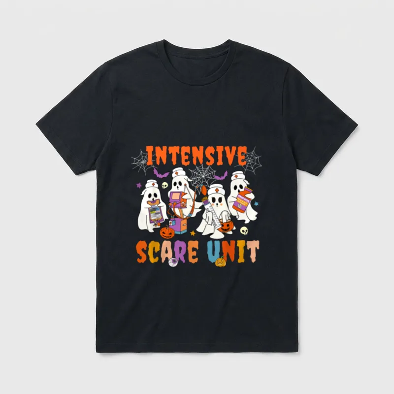 Care Scare Unit Halloween Ghost Nurse T-Shirt – Classic T-Shirt in Black