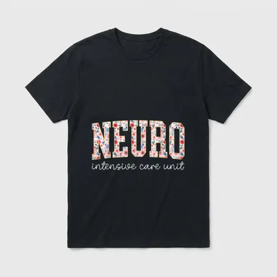 Floral Neuro ICU Nurse Brain Neuroscience T-Shirt – Classic T-Shirt in Black