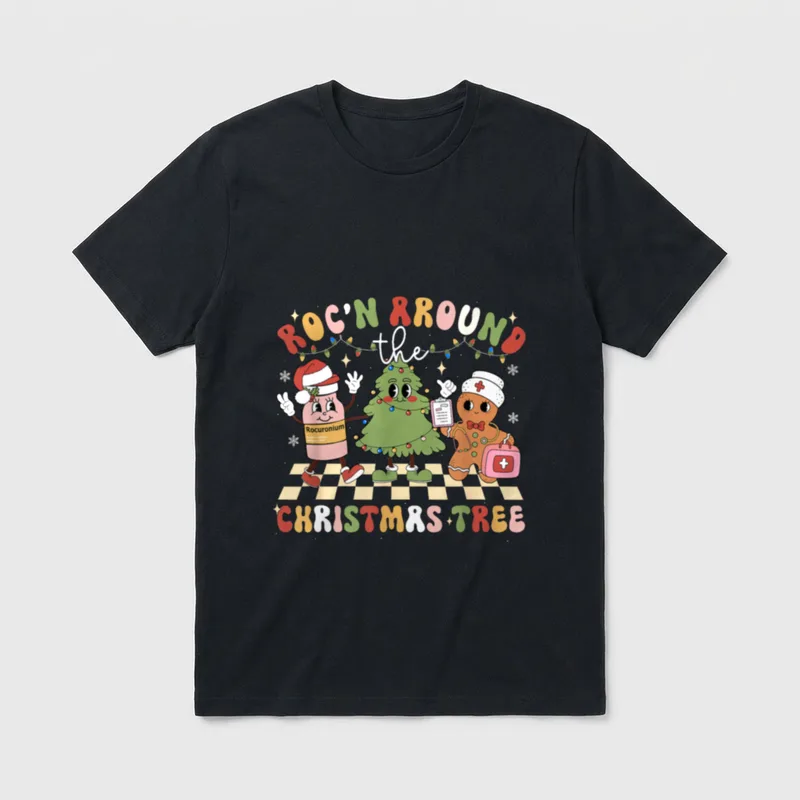 Christmas Tree ER ED ICU Nurse T-Shirt – Classic T-Shirt in Black