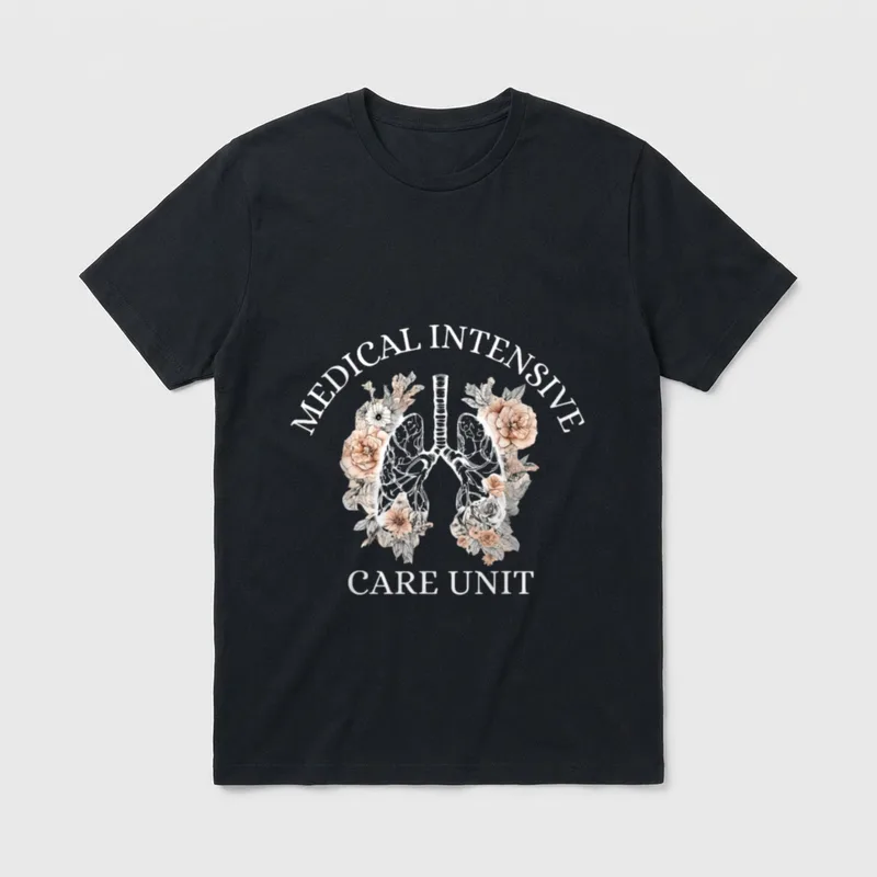 Care Unit with Flower Lung Nurse T-Shirt – Classic T-Shirt in Black
