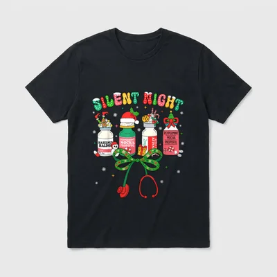 Christmas Nurse Medical ICU Nicu RN T-Shirt – Classic T-Shirt in Black