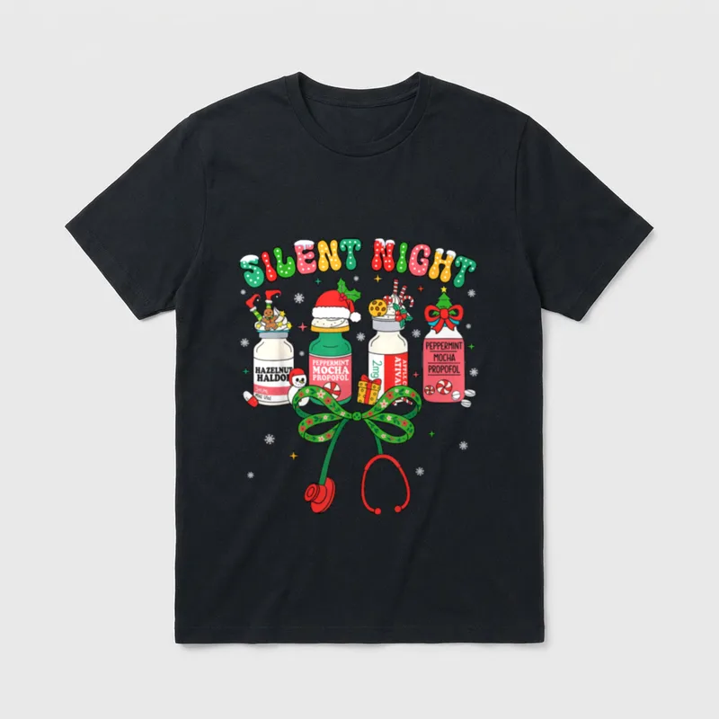 Christmas Nurse Medical ICU Nicu RN T-Shirt – Classic T-Shirt in Black