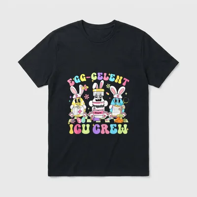 Egg-celent ICU Crew Nurse Retro Groovy T-Shirt – Classic T-Shirt in Black