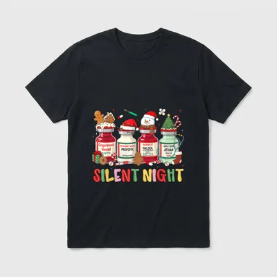 Silent Night Medical Christmas Humor T-Shirt – Classic T-Shirt in Black