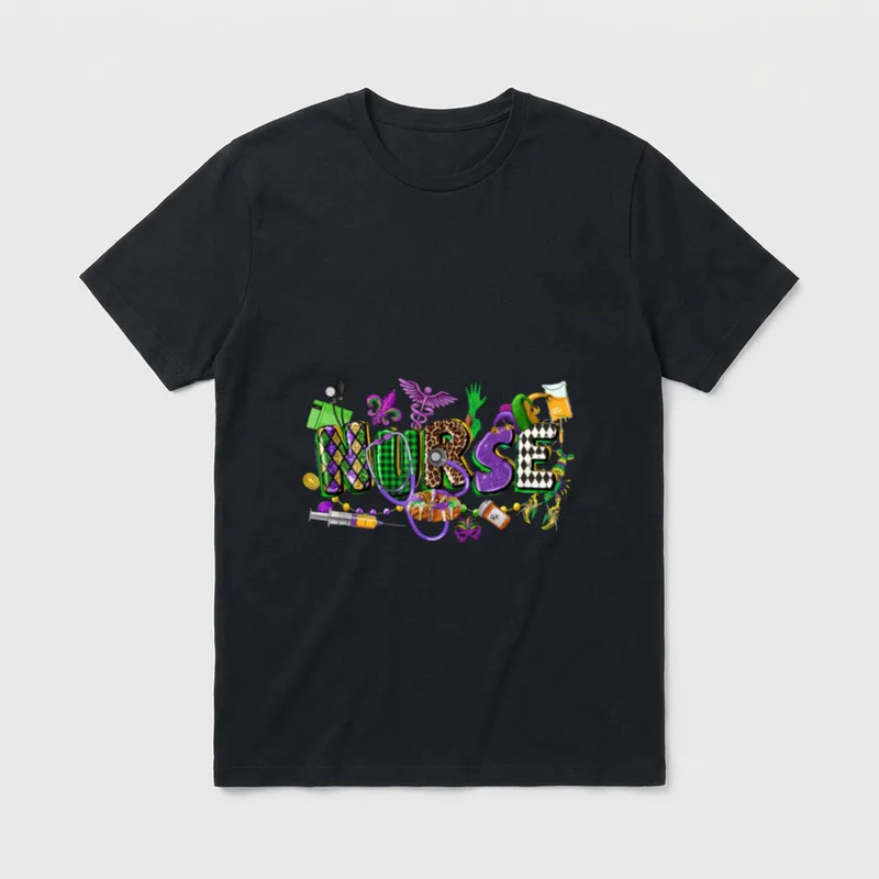 Mardi Nurse Carnival Parade ICU RN T-Shirt – Classic T-Shirt in Black