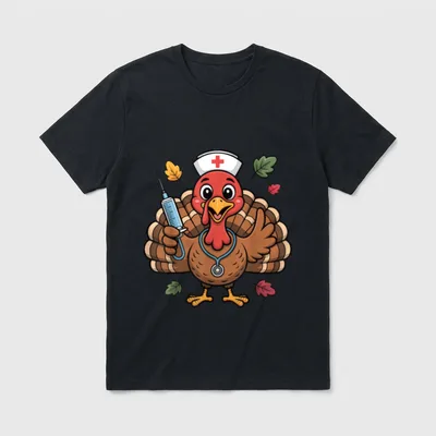 Thanksgiving Nurse Turkey RN ICU ER T-Shirt – Classic T-Shirt in Black
