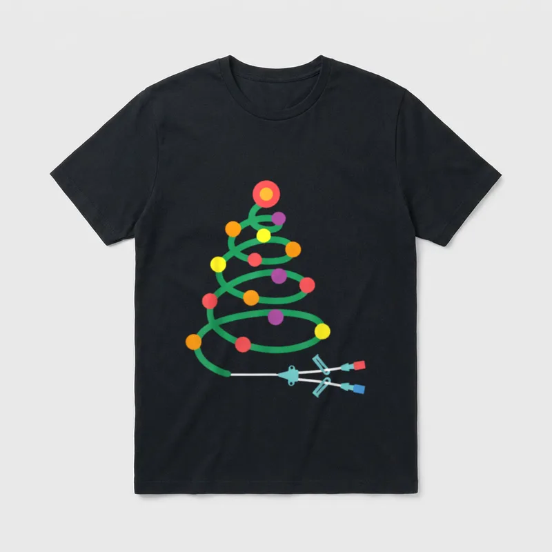 Line Christmas Tree Vascular Access ICU T-Shirt – Classic T-Shirt in Black