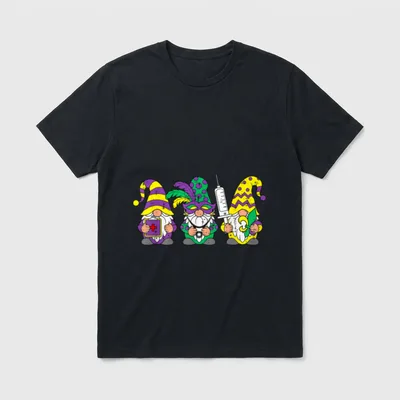 Gnomes Nurse Mask Mardi RN ICU T-Shirt – Classic T-Shirt in Black