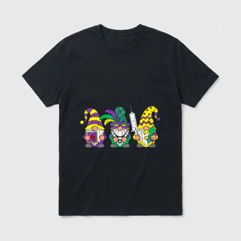 Gnomes Nurse Mask Mardi RN ICU T-Shirt – Classic T-Shirt in Black