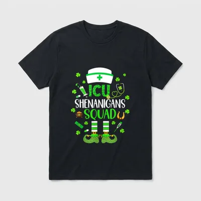 ICU St Day Nurse Crew Shenanigans T-Shirt – Classic T-Shirt in Black