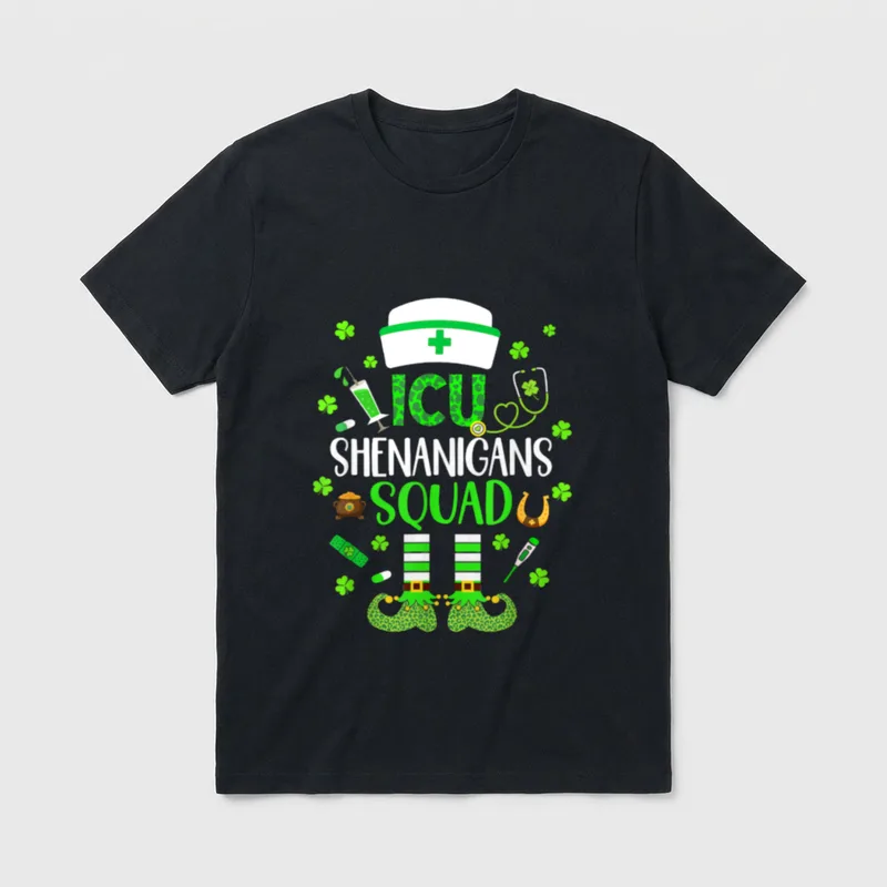 ICU St Day Nurse Crew Shenanigans T-Shirt – Classic T-Shirt in Black