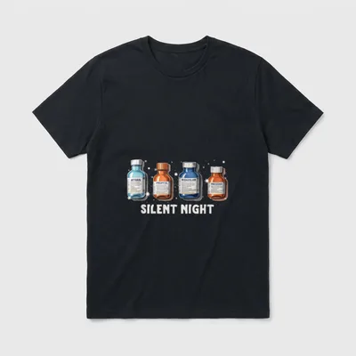 Silent Night ICU Nurse Christmas Intensive T-Shirt – Classic T-Shirt in Black