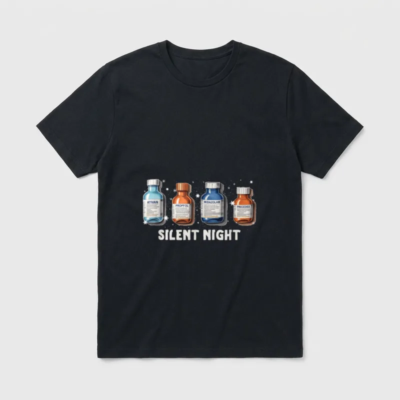 Silent Night ICU Nurse Christmas Intensive T-Shirt – Classic T-Shirt in Black