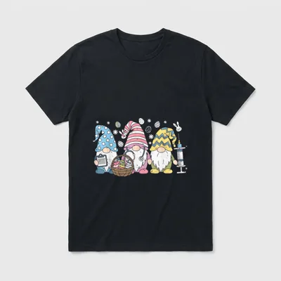 Nurse Gnomes Stethoscope Eggs Easter RN T-Shirt – Classic T-Shirt in Black