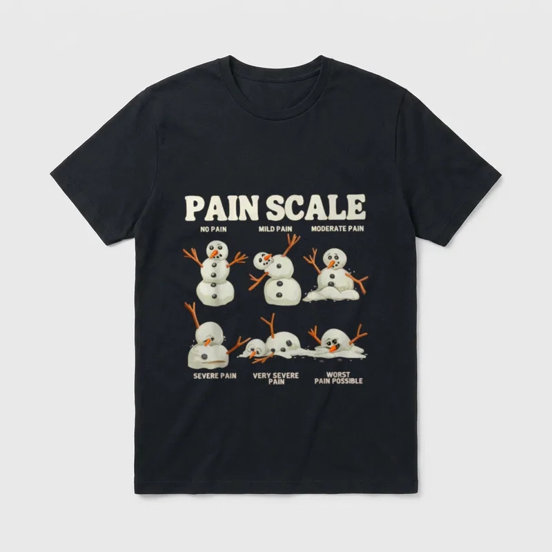 Pain Scale Snowman Nurse Christmas ICU T-Shirt – Classic T-Shirt in Black