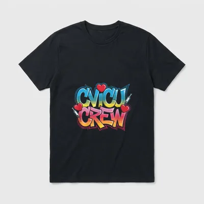 CVICU Nurse Crew T-Shirt – Graffiti lettering reading CVICU CREW with hearts and syringes – Classic T-Shirt in Black