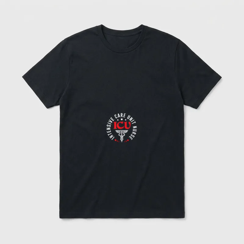 ICU Nurse Intensive Care Unit Work T-Shirt – “ICU INTENSIVE CARE UNIT NURSE” – Classic T-Shirt in Black