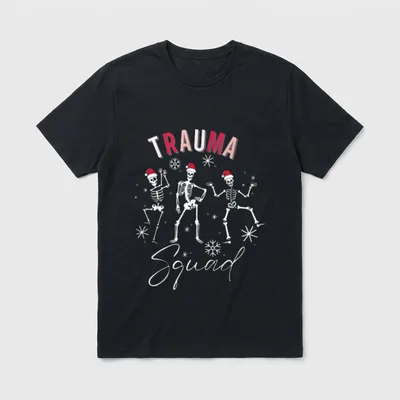 Skeleton Dancing Trauma Nurse Squad Christmas T-Shirt – Classic T-Shirt in Black