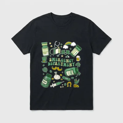 Emergency Department Nurse St Patrick's Day T-Shirt – Classic T-Shirt in Black