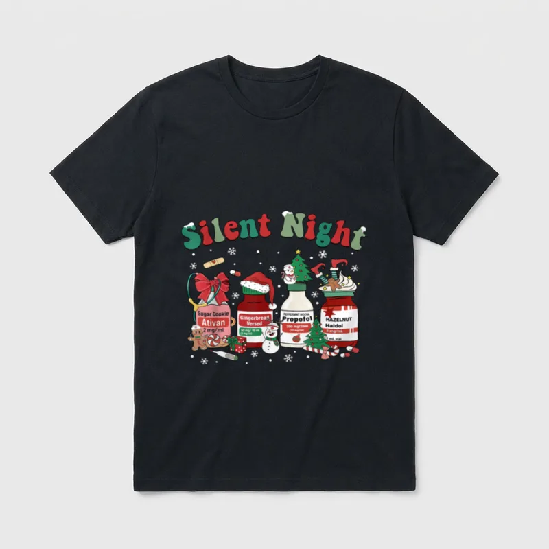Xmas Propofol Silent Night ICU Nurse T-Shirt – Classic T-Shirt in Black