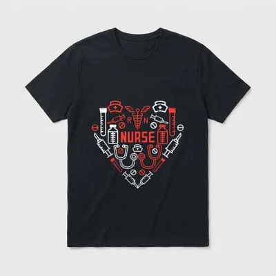 Nurse Valentines Day Scrub Valentine RN T-Shirt – Classic T-Shirt in Black