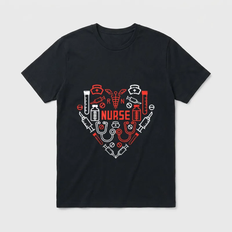 Nurse Valentines Day Scrub Valentine RN T-Shirt – Classic T-Shirt in Black