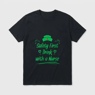 Safety First Drink with a Irish T-Shirt – Classic T-Shirt in Black