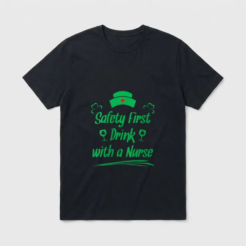 Safety First Drink with a Irish T-Shirt – Classic T-Shirt in Black