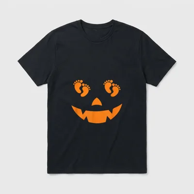 OB Nurse Delivery Labor Halloween T-Shirt – Carved pumpkin face with baby footprint eyes – Classic T-Shirt in Black