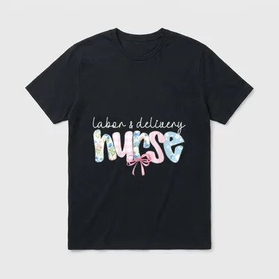 Labor Delivery Nurse Coquette Bow NICU T-Shirt – Classic T-Shirt in Black