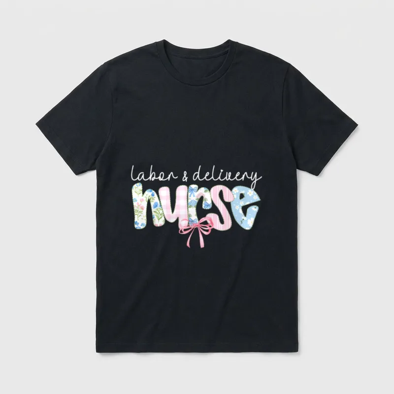 Labor Delivery Nurse Coquette Bow NICU T-Shirt – Classic T-Shirt in Black
