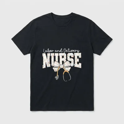 Labor and Delivery Nurse Stethoscope Coquette T-Shirt – Classic T-Shirt in Black